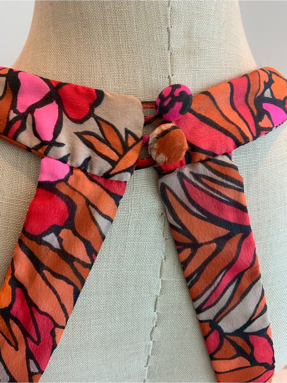 Vintage Malia 70’s Vibrant Pink/Orange Floral Halter Maxi Dress Sz med - Picture 7 of 7